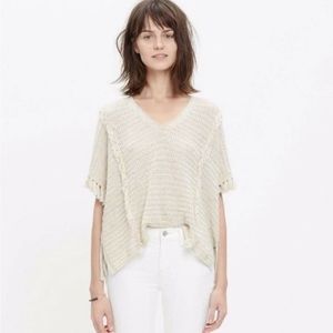 MADEWELL CREAM FRINGE OPEN KNIT SWEATER TOP Size M